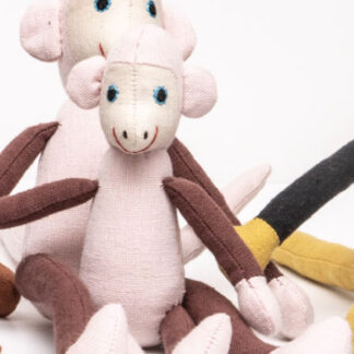 Två underbara Tygapor i rosa och brunt - Fairtrade- stor och liten 2