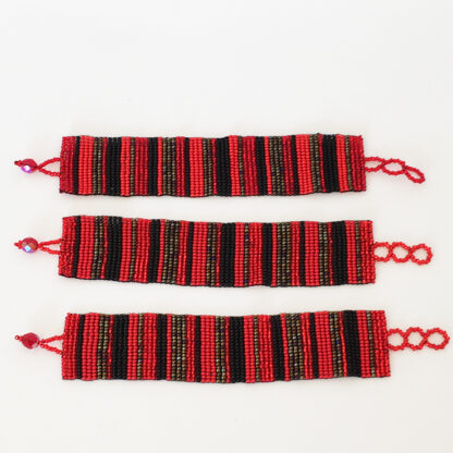 RANDIGT ARMBAND - RÖTT MED SVART OCH BRUNT - Bild 2