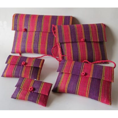Väskor - Lila/Rosa/Gul randig - set med 5 - Fairtrade - Bild 2
