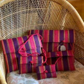 Väskor - Lila/Rosa/Gul randig - set med 5 - Fairtrade