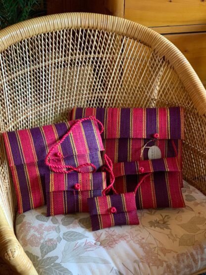 Väskor - Lila/Rosa/Gul randig - set med 5 - Fairtrade