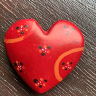 Täljstenshjärta Rött med mönster 3